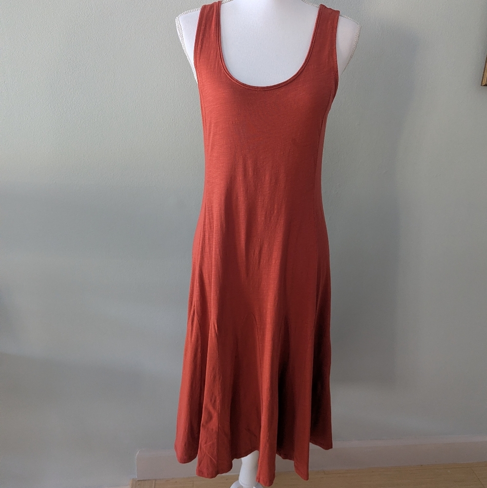 Garnet Hill Size Medium Sleeveless Layering Dress Rust Orange Organic Cotton 170